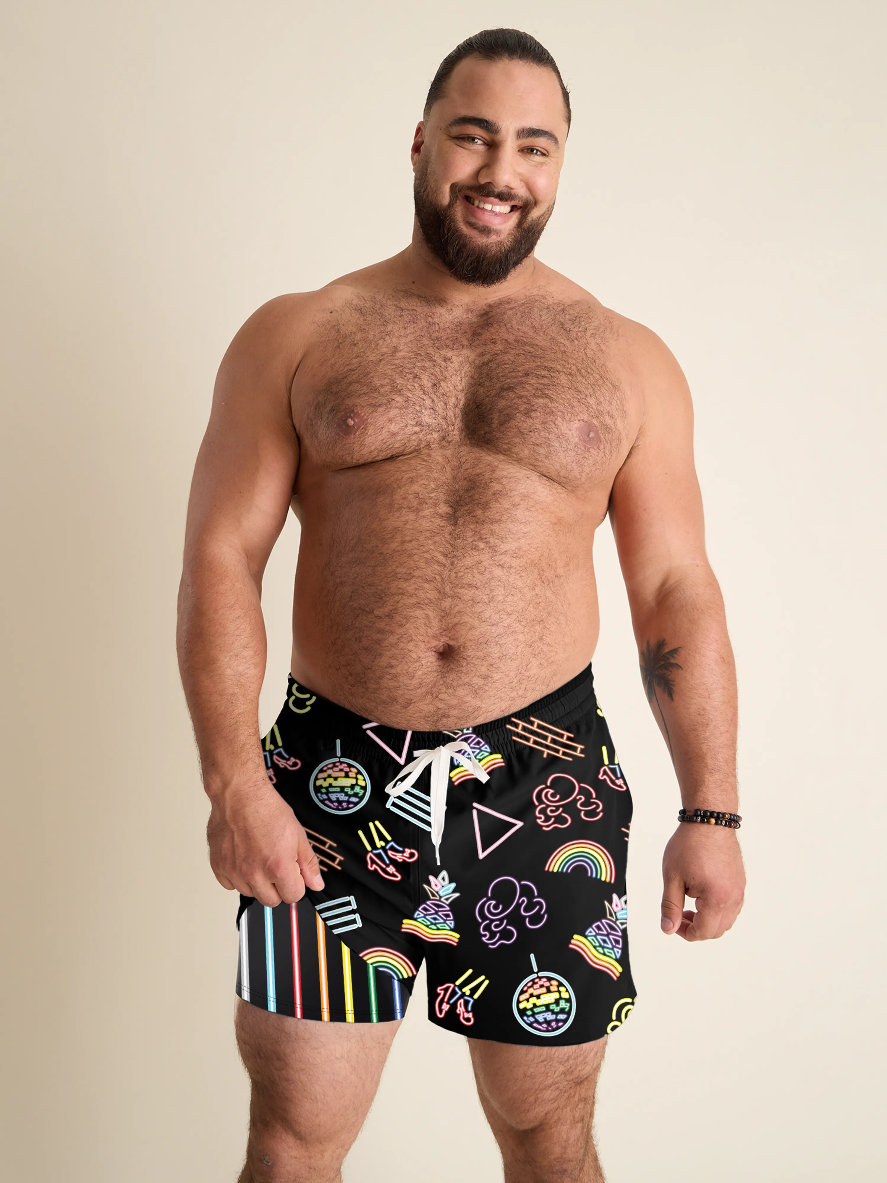 The Neon Pride 4" (Classic Lined Swim Trunks)