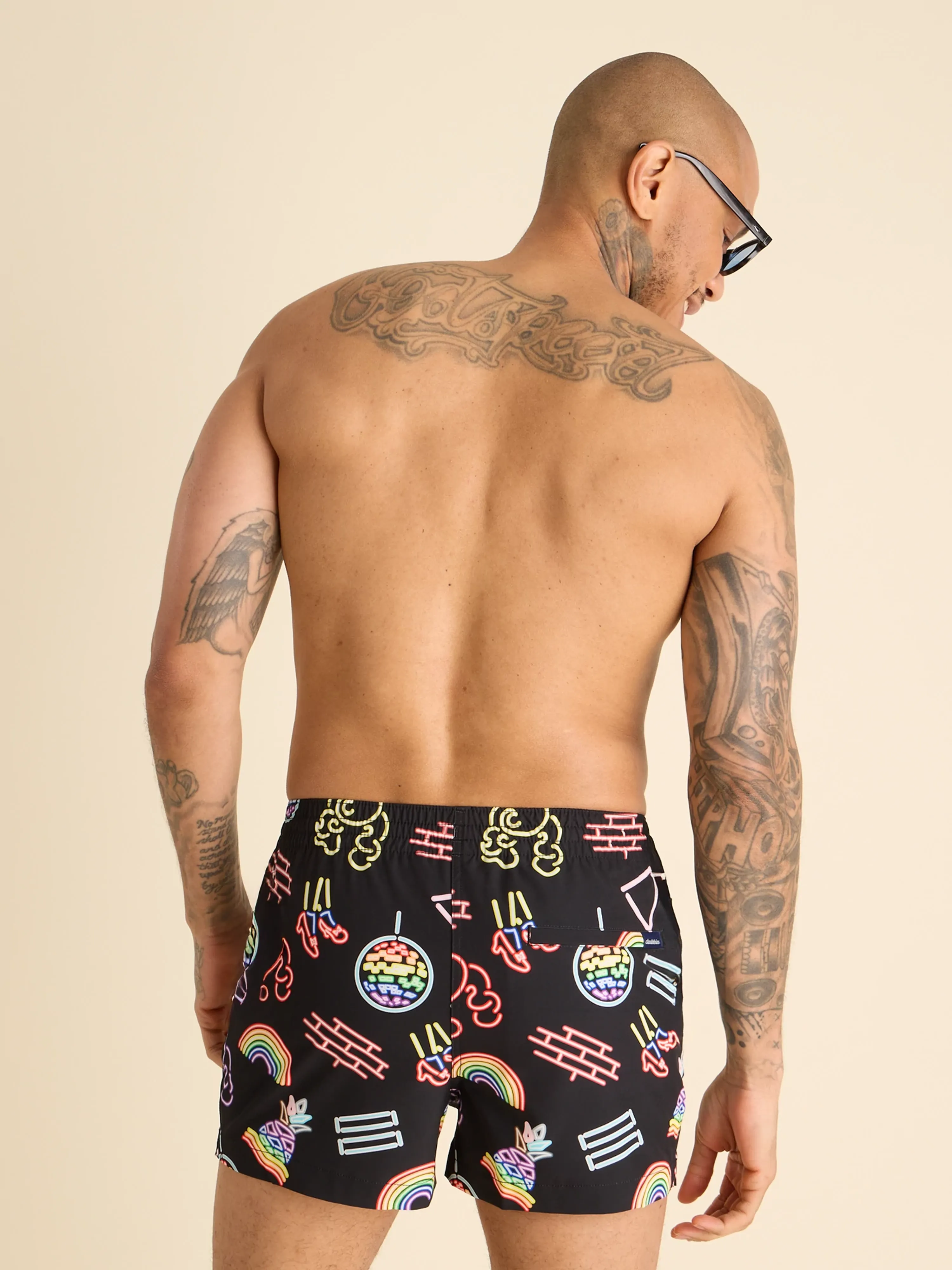 The Neon Pride 4" (Classic Lined Swim Trunks)
