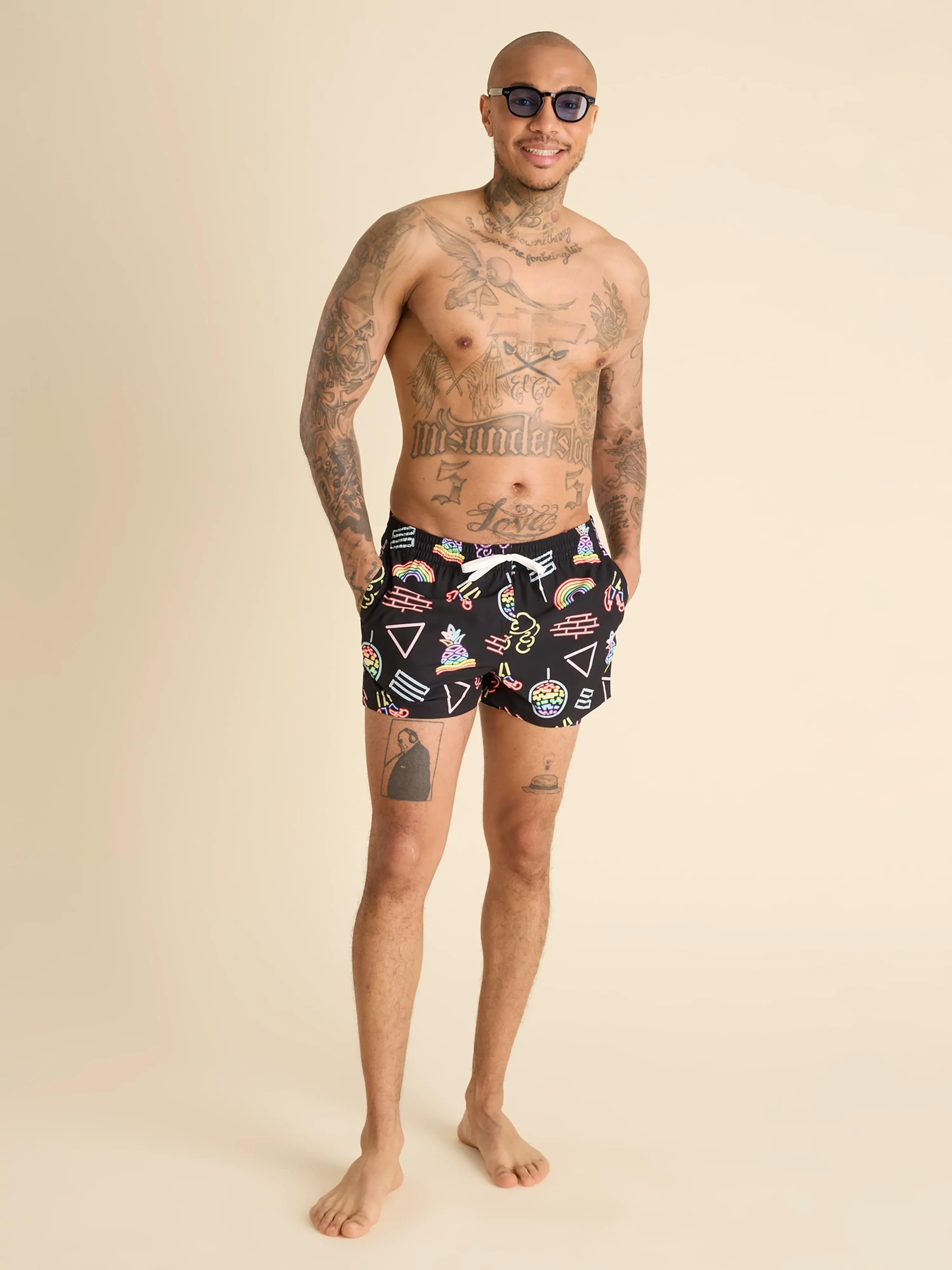 The Neon Pride 4" (Classic Lined Swim Trunks)