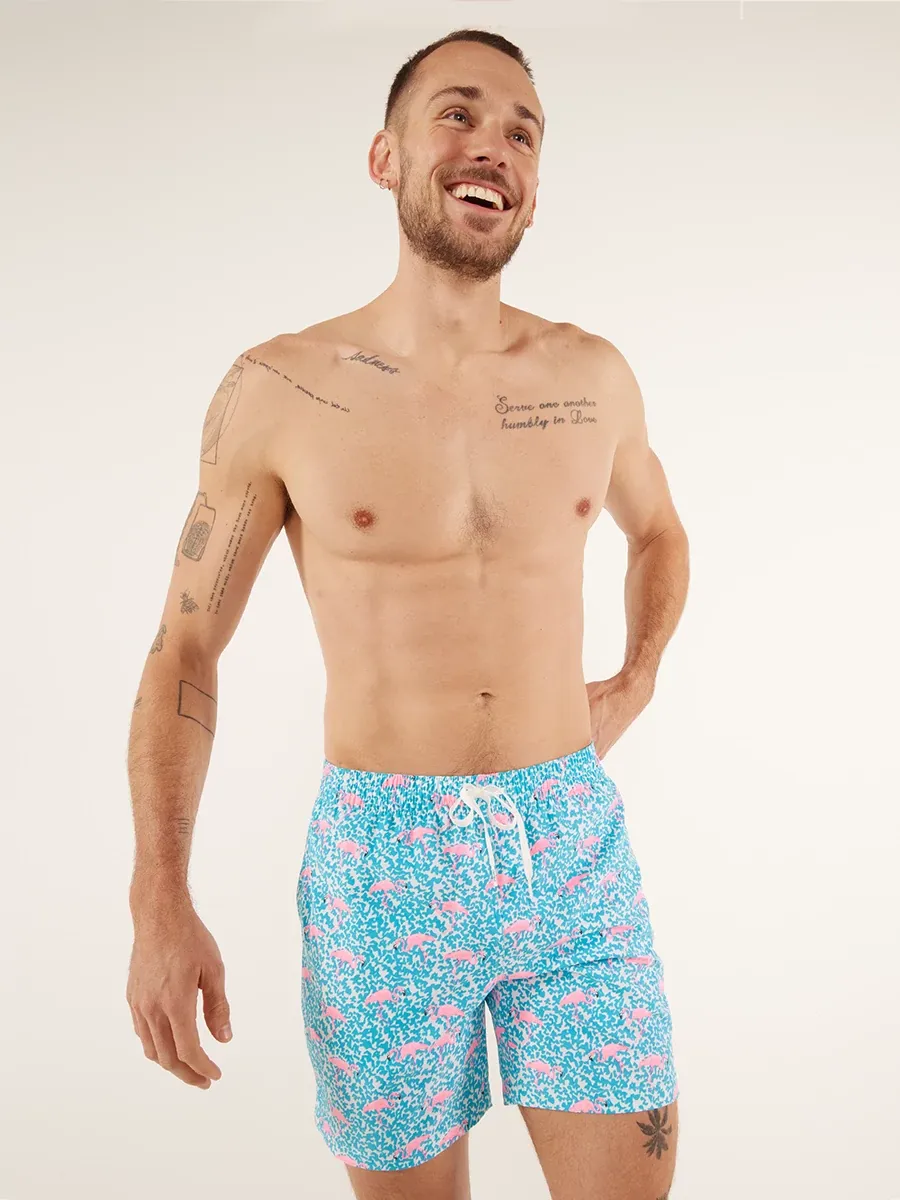 The Domingos Are For Flamingos 7" (Lined Classic Swim Trunk)