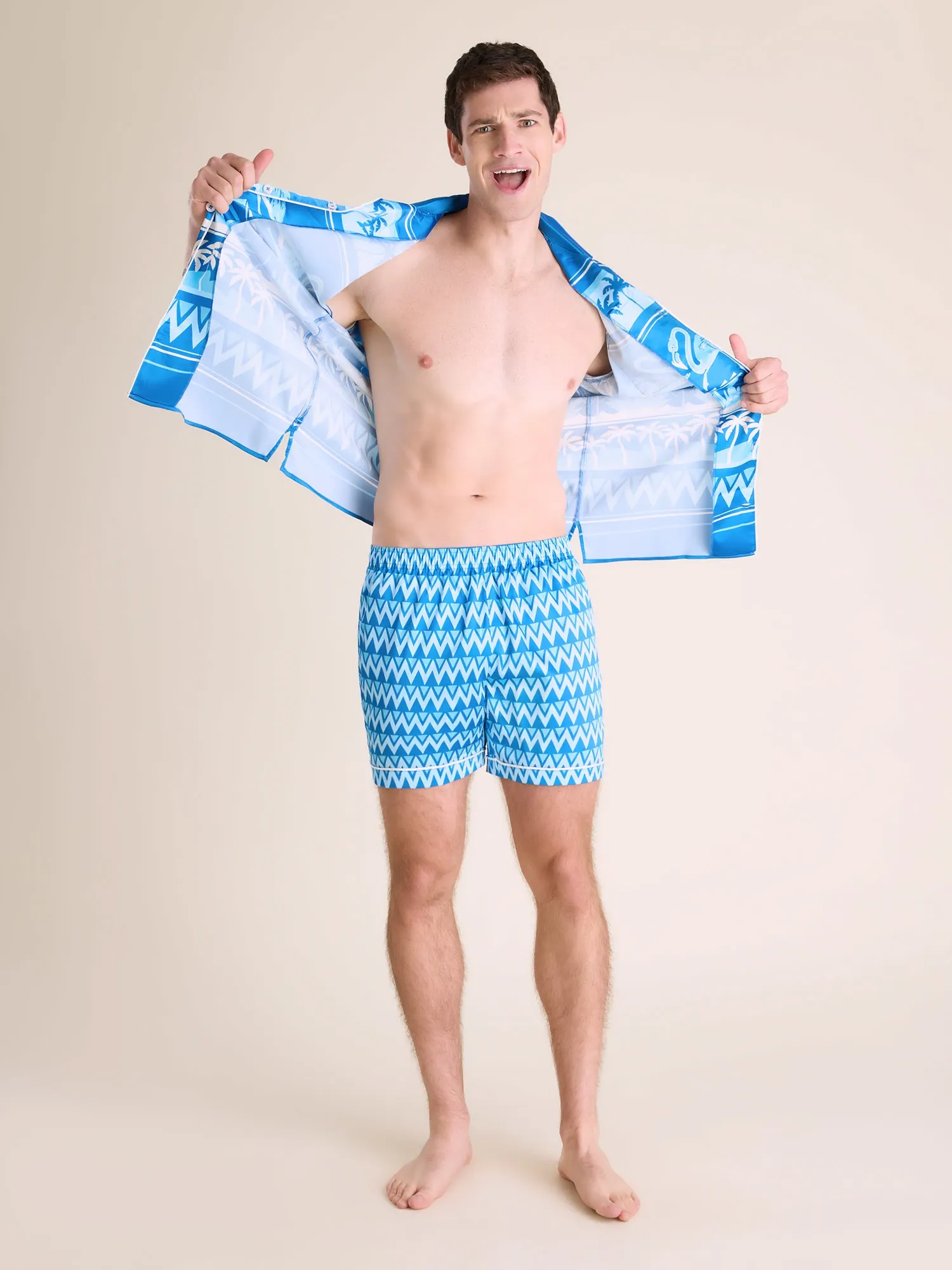 The Fly-Mingos- Blue (Satin Sleep Short)