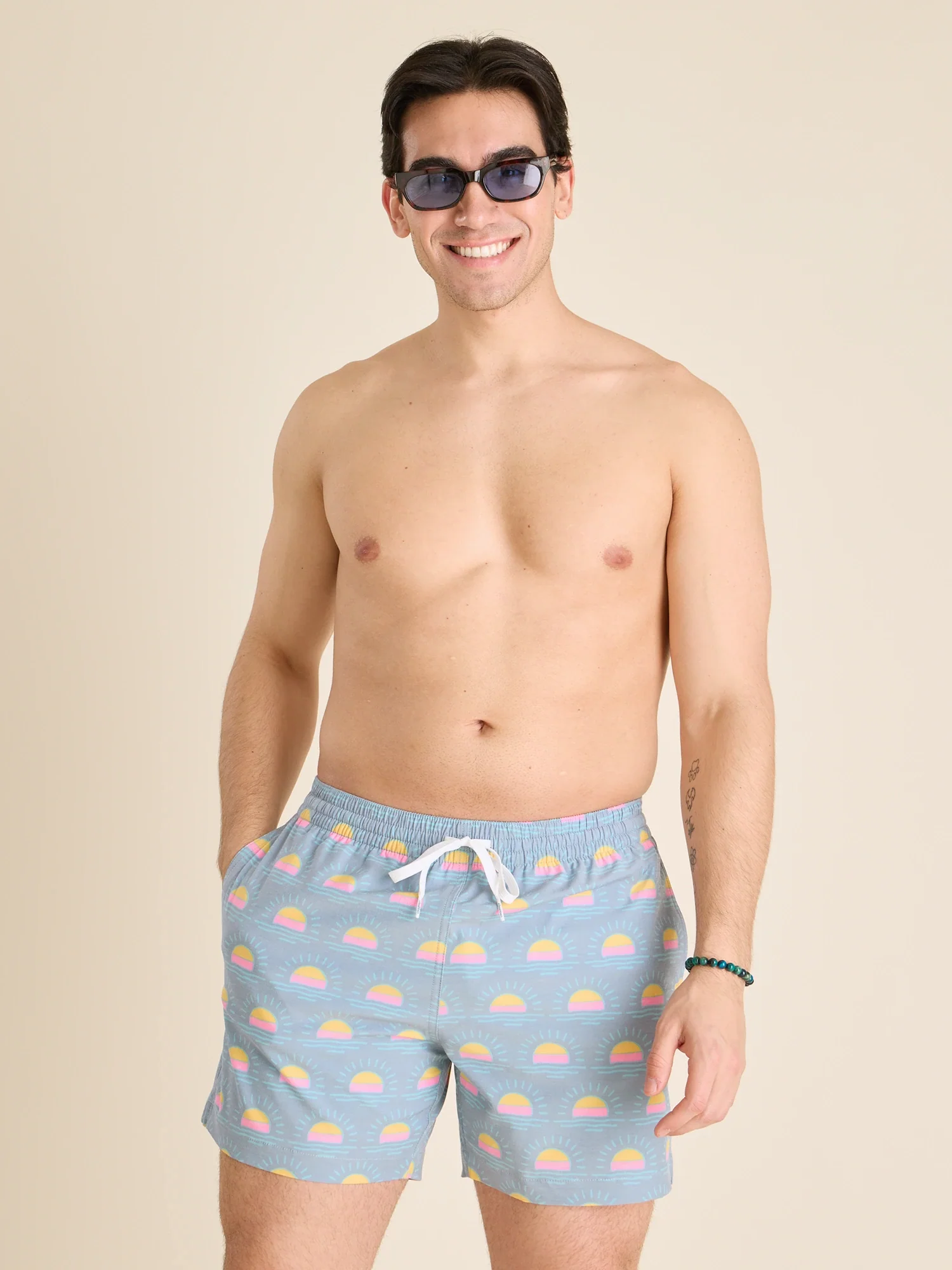 The Heat Waves- Gray 5.5" (Classic Lined Swim Trunk)