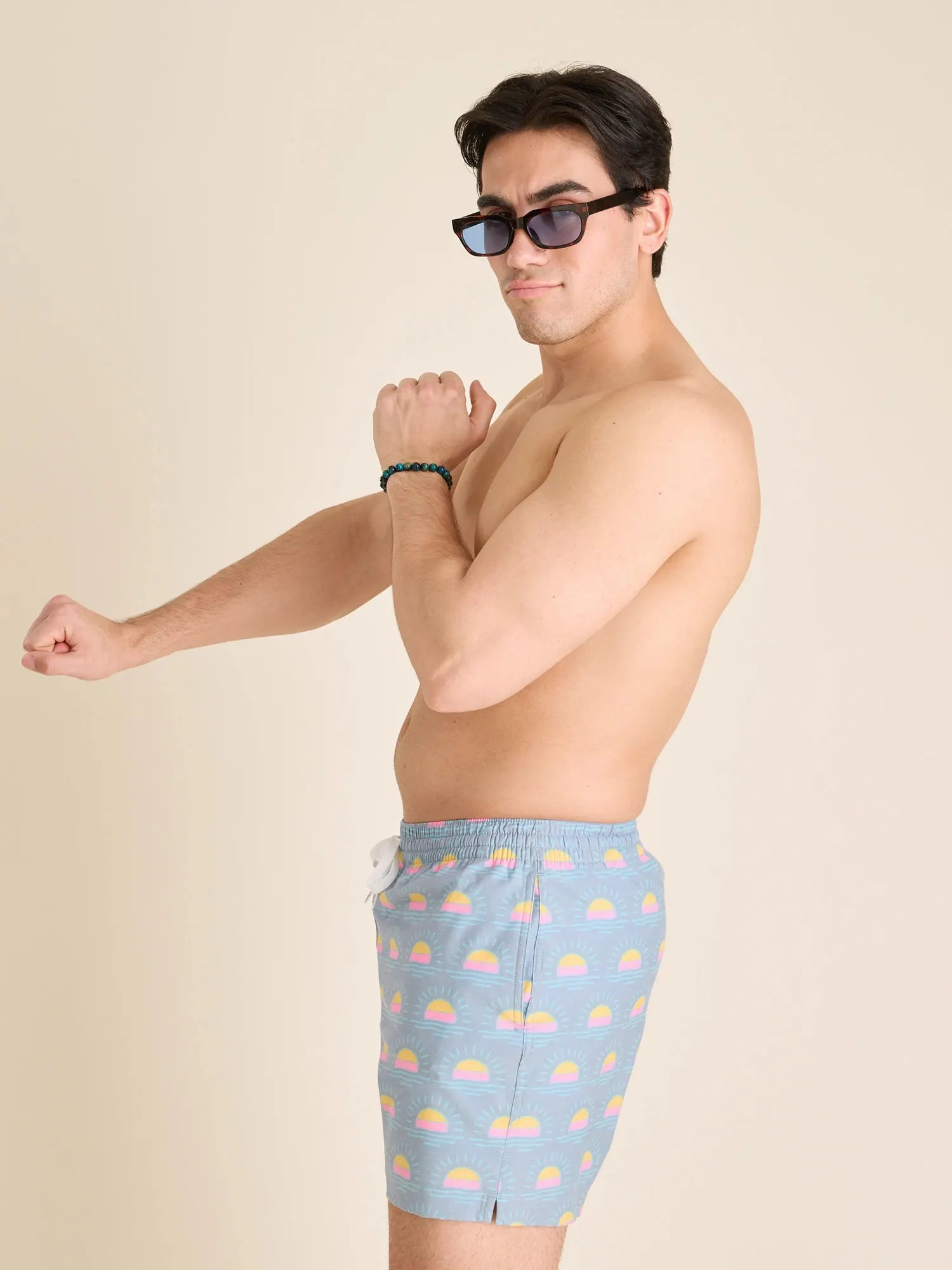 The Heat Waves- Gray 5.5" (Classic Lined Swim Trunk)