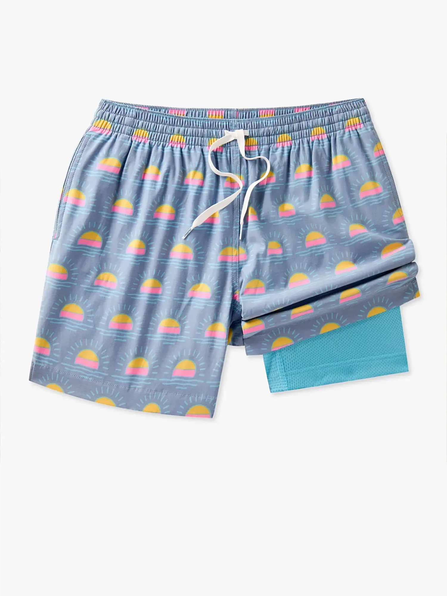 The Heat Waves- Gray 5.5" (Classic Lined Swim Trunk)
