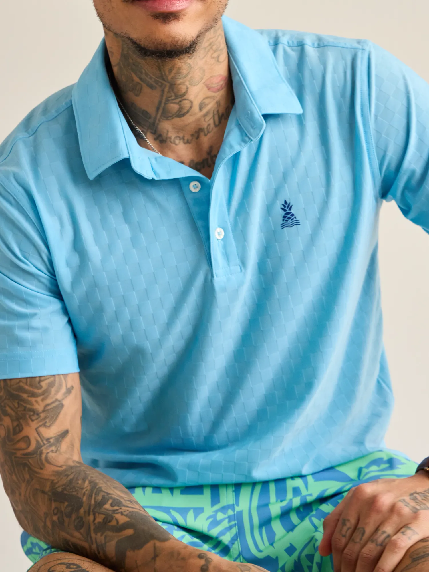 The Afternoon Blue (Textured Performance Polo)