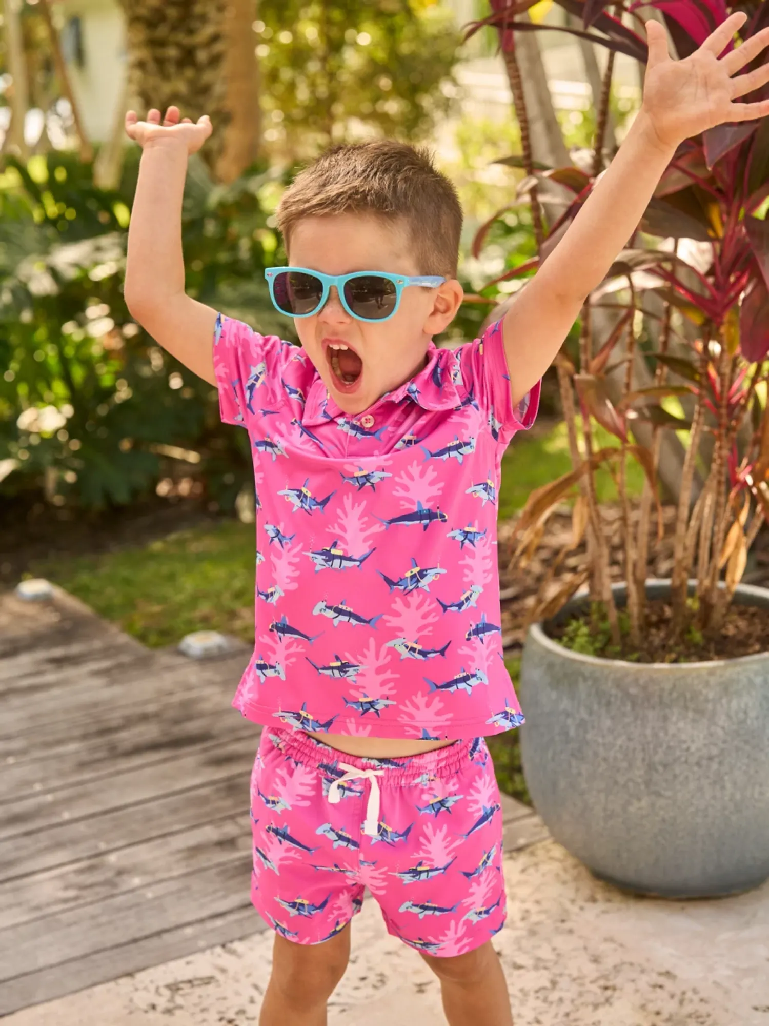 The Lil Great Pink Shark (Toddler Performance Polo)